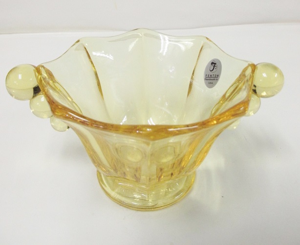 04388Y8 Panel & Ball Serving Bowl - Nut Dish<br>Buttercup Art Glass<br> (Click on picture-FULL DETAILS)<BR>